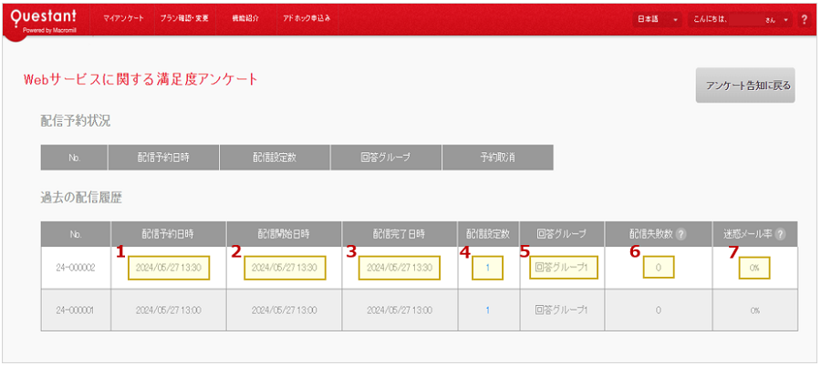 メール配信機能】配信予約状況・過去の配信履歴の管理 – Questant HELP